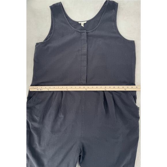 Eileen Fisher Black Cotton Linen Jumpsuit Overalls Romper Pantsuit XL One Piece - Picture 6 of 8